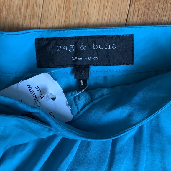 NWT women Rag&Bone Turquoise wide-leg pants. Size2 - Picture 2 of 4